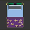 Blue Bed With Yellow Posts Green Purple Lifebuoy Decoration White Mattress And Purple Bedspread