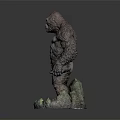 Detailed Muscular Gorilla Figure With White Chest Standing On Decorative Base