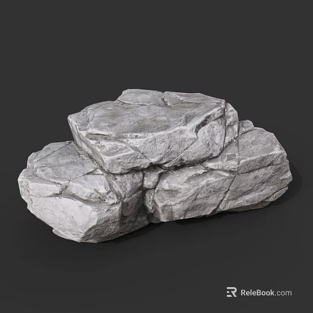Stacked Natural Wood And Gray Stone Pieces With Rough Textured Surfaces 3d model 