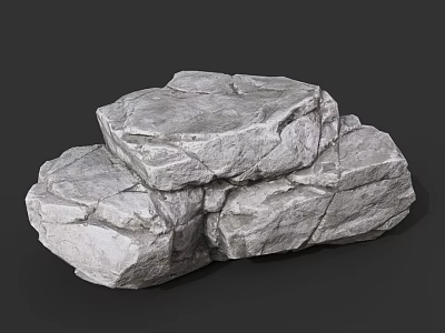 Stacked Natural Wood And Gray Stone Pieces With Rough Textured Surfaces 3d model
