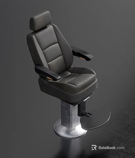 Black Leather Armchair With Adjustable Metal Base Comfortable Armrests And Modern Design 3d model 