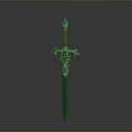 Ornate Fantasy Sword With Red Hilt Silver Blade And Decorative Guard Design