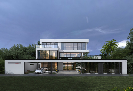 Modern single-family villa exterior 3d model