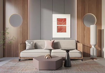 New Chinese-style double sofa 3d model