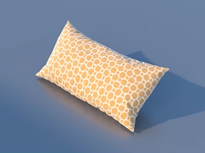 Soft Rectangular Pillow With Orange And White Polka Dot Pattern For Home Decor 3d model