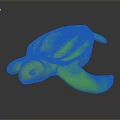 Black Turtle With White Spots On Shell And Flippers Against Dark Background 3d model