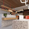 Office Front Desk Modern Front Desk Office Partition Screen Indoor Potted Apple Notebook Office Chandelier 3d model