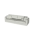 Modern White Three Seater Sofa with Plush Cushions on Neutral Grey Background 3d model