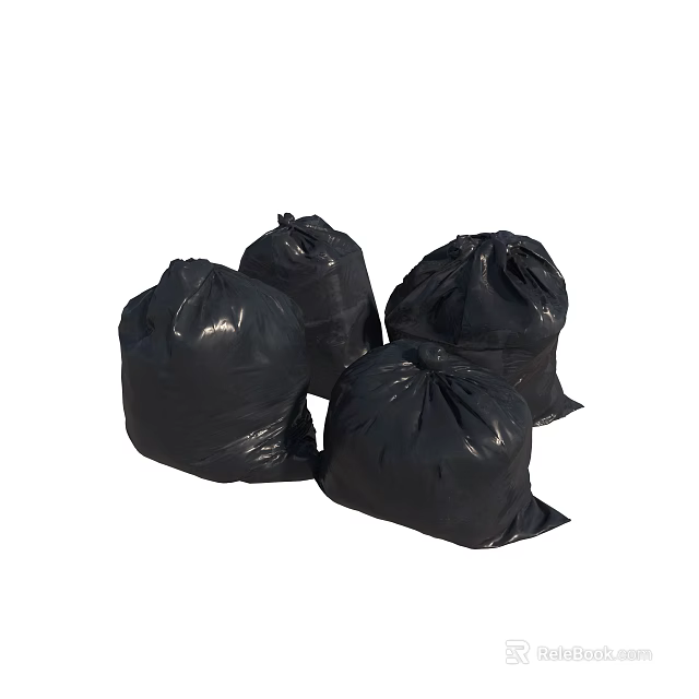 Disposable Black Trash Bags For Daily Household Waste Collection Needs 3d model 