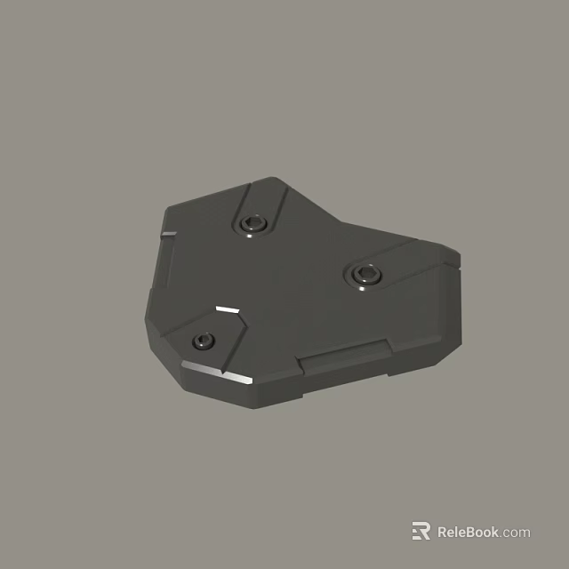 Black Metal Mechanical Part With Screw Holes And Irregular Shape 3d model