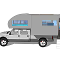 Gray Pickup Truck Camper Cab With Windows Open Door And Access Stairs