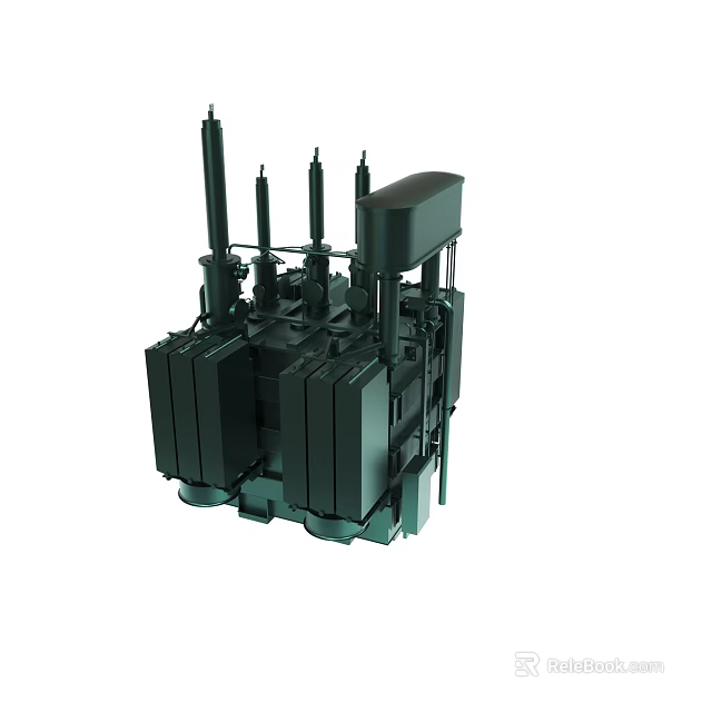 Green Industrial Machinery With Multiple Cylindrical Structures And Metal Casing 3d model 
