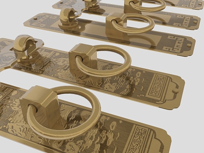 Classical Chinese carved door handle 3d model