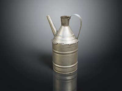 Silver Daily Use Kettle With Striped Design Curved Handle And Slender Spout On Black Surface 3d model