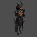 Game Movie Character With Horns And Dark Armored Robe Design