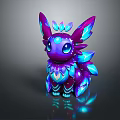 Fantasy Game And Movie Character With Purple Blue Glowing Wings And Crystal Body