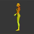 Futuristic Sci Fi Character In Red And Silver Bodysuit Standing Pose Design