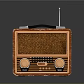Vintage Radio With Orange Brown Exterior Knobs Antenna And Handle For Home