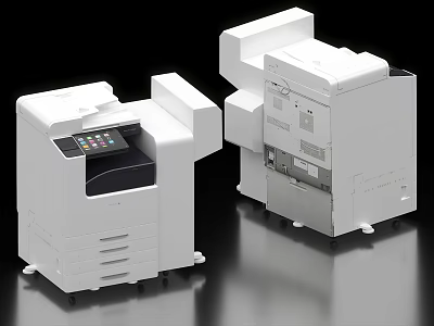 White Modern Office Appliances Multifunction Printers With Control Panel For Business Use 3d model