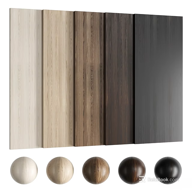 Light To Dark Colored Wooden Components With Wood Grain Textured Panels And Round Balls 3d model 