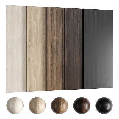 Light To Dark Colored Wooden Components With Wood Grain Textured Panels And Round Balls 3d model