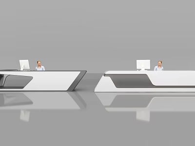 Modern Reception Desk With Sleek Design And Office Workstation Setup 3d model