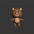 Cute Brown Teddy Bear Doll With Round Ears And Simple Design 3d model