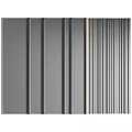 Modern Wall Decor Design With Vertical Wooden And Metallic Striped Panels For Home Interior