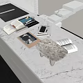 Inflatable Stool On White Marble Countertop With Books Steps And Window 3d model