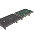Billiard Room With Wooden Pool Table Green Felt Surface And Colorful Balls