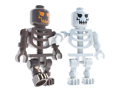 Brown And White Skeleton Building Blocks Featuring Spring Joints And Skull Faces 3d model
