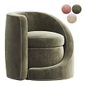 Modern Olive Green Velvet Single Sofa With Rounded Armrests Stitching Details And Color Options
