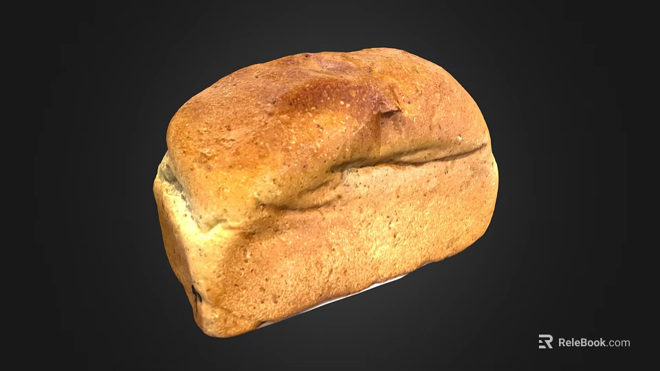 Freshly Baked Golden Loaf of Bread With Crusty Surface And Soft Interior Texture 3d model 