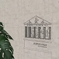 Classical Decorative Wall Lamp with Relief Carving Columns and Green Plant