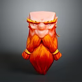 Detailed Fierce 3D Head Sculpture With Red Beard And Yellow Decorations