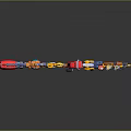 3D Rendered Colorful Toy Weapons Including Guns Knives Hammers With Different Colors And Dark Background