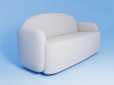 Modern White Sofa With Minimalist Design And Soft Upholstery Against Light Blue Background 3d model