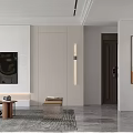 Modern Living Dining Room Interior Design With Sofa Coffee Table And Striped Wall Lighting