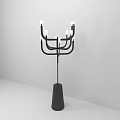 Modern Black Floor Lamp With Multiple Arms White Light Shades And Conical Base