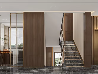 Staircase Elevator Glass Partition Bar Counter Bar Chair 3d model
