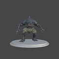 Muscular Shark Humanoid Character Wearing Camouflage Shorts On Blue Background