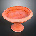 Red Clay Bonsai Plant Pot With Round Design And Pedestal Base