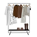 Clothes Rack with Hanging Various Clothes Dresses Coats Jackets and Shoes on Lower Shelf