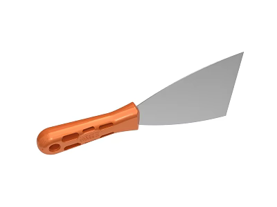 Durable Metal Spatula with Orange Handle for Kitchen Cooking Utensils 3d model