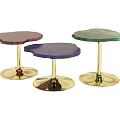 Modern Side Tables with Irregular Colored Tops and Gold Metal Bases 3d model