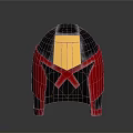 Combat Weapon Helmet With Shiny Silver Red Yellow Details And Metallic Surface Design
