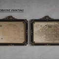 Vintage Decorative Frames Hanging Map Art Prints With Classic Ornate Design