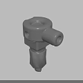 Gray Industrial Mechanical Component 3D Model With Cylindrical Top Side Tube And Threaded Base
