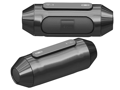 Modern Black Bluetooth Speakers With Sleek Portable Design And Control Buttons 3d model