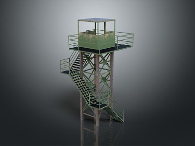 Tower defense sentry tower air defense watchtower observatory tower loft 3d model